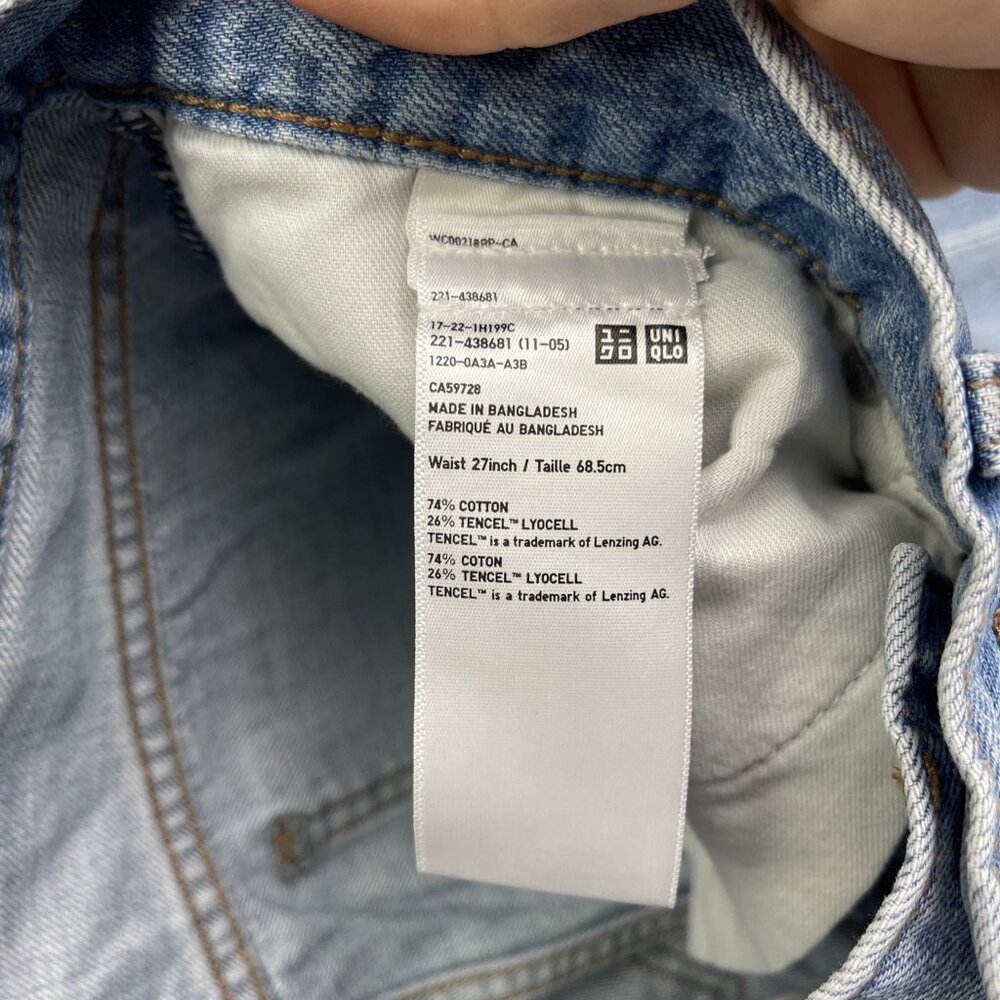 UNIQLO Relaxed Ankle Blue Jeans Size 27 Wide Fit Tapered Distressed Y2K Loose - Picture 7 of 11
